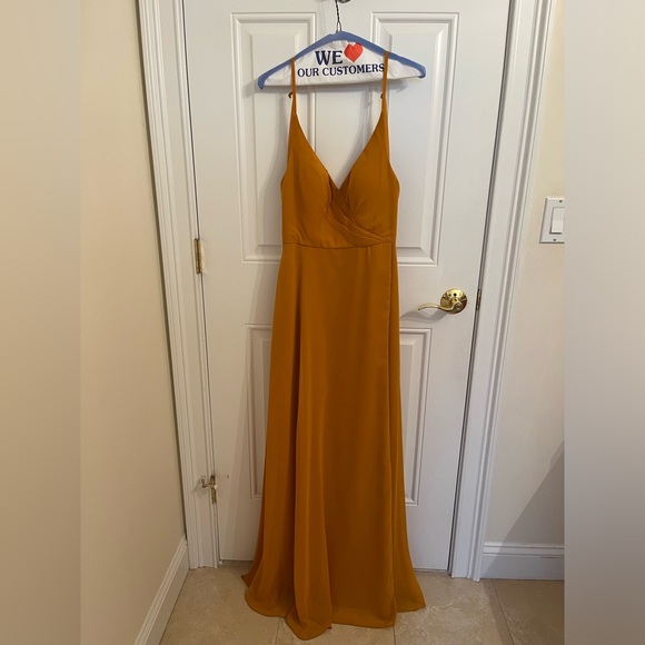 Azazie Butterscotch Yellow Davis Bridesmaid Dress Size A2 - Picture 4 of 10